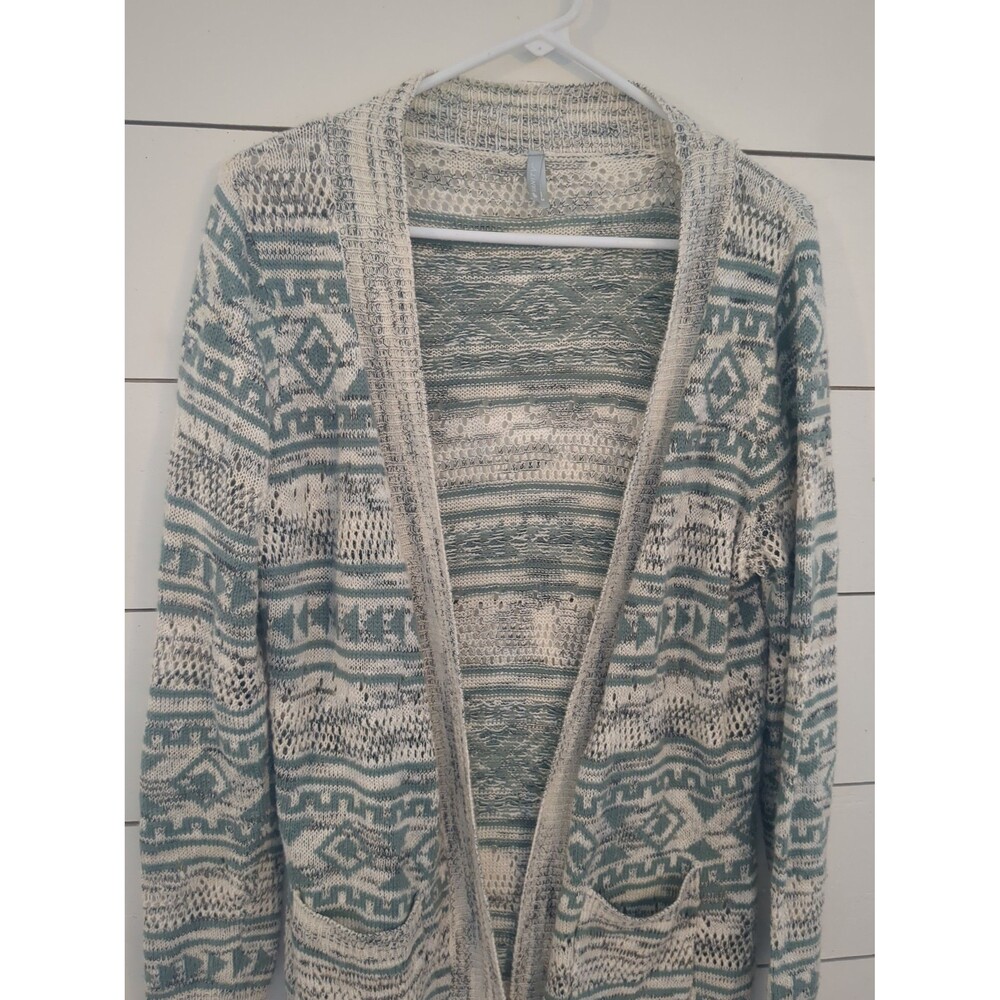 Vanity cardigan lace detail pockets green medium full boho cottage cozy